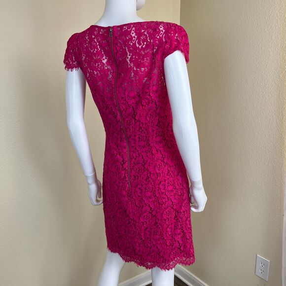 Alice + Olivia Women Size 8 Pink Lace Floral Sheath Mini Dress Cocktail Formal - Picture 16 of 17